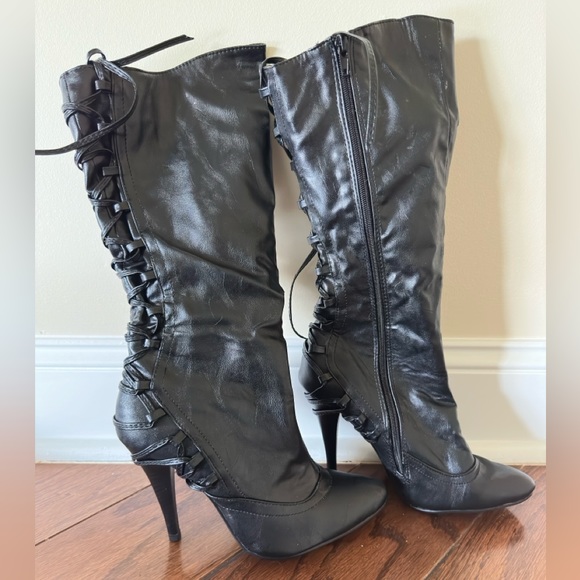 Charlotte Russe Shoes - Stiletto boots with lace-up detail